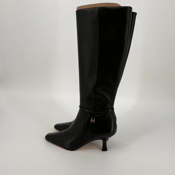 Coach Raquel Leather Tall Boots Size 9B Black Zip Closure Mid Heel CW985 - Picture 7 of 16